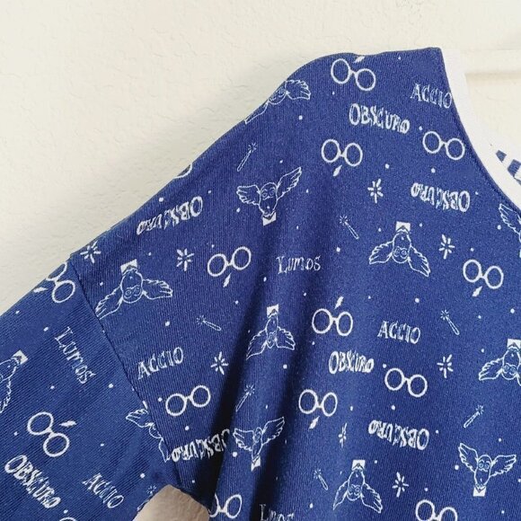 The Wizarding World Of Harry Potter Sz Medium Pajama Top Navy Blue Licensed Soft - Picture 7 of 9